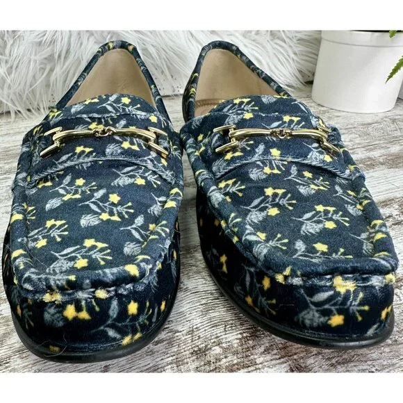 CABI Velvet Loafer Women’s Size 8 Blue/Yellow Horsebit Carnaby Floral 6005 EUC! - Picture 3 of 11
